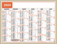 Calendrier Classique - 6 mois par face - 40,5 x 55 cm - Oberthur