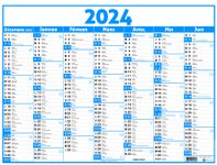 Calendrier Classique - 7 mois par face - 43 x 55 cm - bleu - Oberthur