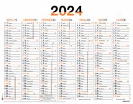 Calendrier Fluo - 7 mois par face - 43 x 55 cm - orange - Oberthur