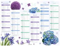 Calendrier Fleurs - 6 mois par face - 21 x 26,5 cm - Oberthur
