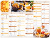 Calendrier Fruits - 6 mois par face - 32 x 42 cm - Oberthur