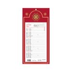 Calendrier Lecas long classique - mensuel à feuillets - 16 x 33,3 cm - rouge