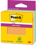 Post-it - Notes colorées Super Sticky - 76 mm x 76 mm - 45 feuilles/bloc - 3 blocs/paquet - couleurs assorties