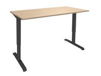 Bureau LEVEL - Bureau éléctrique - L140 - pied carbone - plateau imitation chêne clair