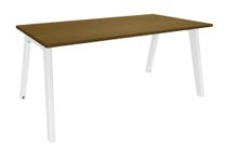 Bureau simple STEELY - L140 cm - pied blanc - plateau imitation noyer