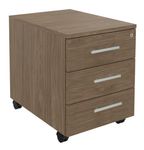 Caisson mobile EXPRIM/LOFTER/LEVEL - L43 x H56 x P60 cm - 3 tiroirs - Imitation noyer