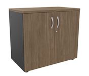 Armoire basse IDRA/DUAL - H72 x L80 x P47 - 2 portes - Corps anthacite - Dessus et portes imitation noyer