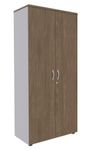 Armoire haute IDRA/DUAL - H180 x L80 x P47 - 2 portes - Corps alu - Portes et dessus imitation noyer
