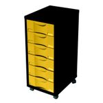 Module de bureau - 6 tiroirs - 71x30x39 - noir et jaune