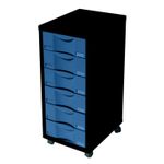 Module de bureau - 6 tiroirs - 71x30x39 - noir et bleu