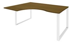 Bureau compact LOFTER - L180 cm - Retour à gauche - Plateau imitation noyer - pied blanc - (pied de renfort obligatoire à rajouter - non inclus)