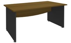 Bureau droit DUAL - L160 - Pieds anthracite - plateau imitation noyer