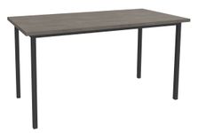 Table de réunion rectangulaire - 120 x 60 cm - Pieds carrés aluminium - imitation chêne gris