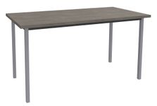 Table de réunion rectangulaire - 160 x 80 cm - Pieds carrés aluminium - imitation chêne gris