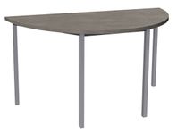 Table de réunion Demi-lune - 140 x 70 cm - Pieds carrés aluminium - imitation chêne gris