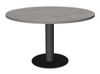 Table de réunion ronde - diam 100 cm - pieds tulipe anthracite - plateau imitation chêne gris