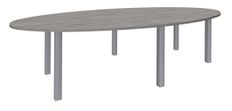 Table de réunion ovale - L280 cm - Pieds exprim alu - Plateau imitation noyer