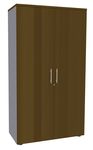 Armoire haute IRIS - H180 x L80 x P47 - 2 portes - Corps aluminium - Dessus et portes imitation noyer