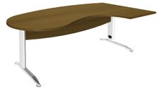 Bureau compact manager retour à droite IDRA - L200 cm - pieds blanc - noyer (pied de renfort obligatoire à rajouter - non inclus)