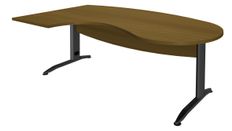 Bureau compact manager retour à gauche IDRA - L200 cm - pieds anthracite - noyer (pied de renfort obligatoire à rajouter - non inclus)