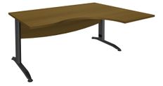 Bureau compact à droite IDRA - L180 cm - pieds anthracite - plateau imitation noyer (pied de renfort obligatoire à rajouter - non inclus)