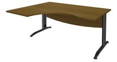 Bureau compact à gauche IDRA - L180 cm - pieds anthracite - plateau imitation noyer (pied de renfort obligatoire à rajouter - non inclus)