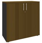 Armoire mi-haute IDRA/DUAL - L80 x H102 x P47 - 2 portes - 2 tablettes métal pour DS - Corps anthracite - Portes et dessus noyer