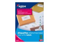Apli Agipa - 1800 Étiquettes adhésives blanches multi-usages (imprimante laser) - 63,5 x 46,6 mm - réf 119716