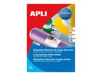 Apli Agipa - 100 Étiquettes adhésives blanches en polyester - A4 (21 x 29,7 cm) - pour imprimantes laser - résistantes aux intempéries