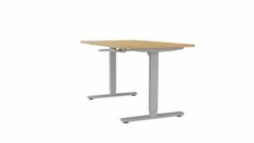 Bureau AXEL assis/debout - réglage par manivelle - L160 x P80 cm - plateau imitation chêne clair - pieds gris