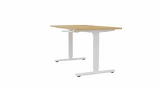 Bureau AXEL assis/debout - réglage par manivelle - L180 x P80 cm - plateau imitation chêne clair - pieds blancs