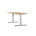 Bureau électrique AXEL -  bureau assis/debout  - L160 cm - plateau imitation chêne clair - pieds gris