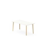 Table de réunion ROBIN - L180 x P80 x H73,5 cm - plateau blanc - pieds en hêtre massif