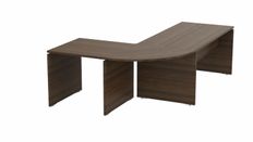 Bureau manager MOKA - avec angle et retour - L240 x P160 cm - plateau droit - imitation noyer brun