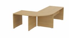 Bureau manager MOKA - avec angle et retour - L240 x P160 cm - plateau droit - imitation chêne clair