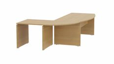 Bureau manager MOKA - avec angle et retour - L260 x P177 cm - plateau arqué - imitation chêne clair