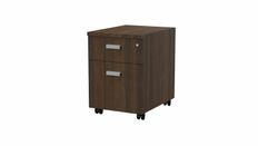 Caisson mobile MOKA - 2 tiroirs - L42 x P55,5 x H58,7 cm - imitation noyer brun - poignées grises