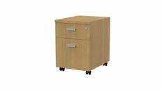 Caisson mobile MOKA - 2 tiroirs - L42 x P55,5 x H58,7 cm - imitation chêne clair - poignées grises