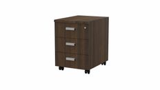 Caisson mobile MOKA - 3 tiroirs - L42 x P55,5 x H58,7 cm - imitation noyer brun - poignées grises