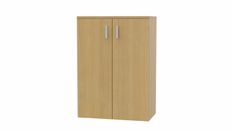 Armoire mi-haute MOKA - 2 portes - L80 x P43,2 x H113,5 cm - imitation chêne clair - poignées gris aluminium