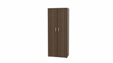 Armoire haute MOKA - 2 portes - L80 x P43,2 x H202,1 cm - imitation noyer brun - poignées gris aluminium
