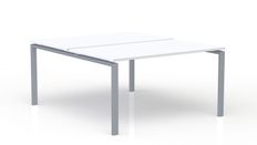 Bureau Bench CONECT - L180 x P165 cm - plateau blanc - pieds gris