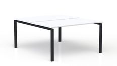 Bureau Bench CONECT - L180 x P165 cm - plateau blanc - pieds noirs