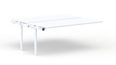 Bureau Bench CONECT - plan suivant - L140 x P165 cm - plateau blanc - pieds blancs