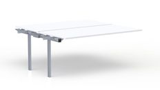 Bureau Bench CONECT - plan suivant - L160 x P165 cm - plateau blanc - pieds gris