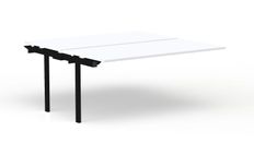 Bureau Bench CONECT - plan suivant - L160 x P165 cm - plateau blanc - pieds noirs