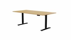 Table de réunion assis/debout AXEL - réglage électrique - L200 x P100 cm - plateau imitation chêne clair - pieds noirs