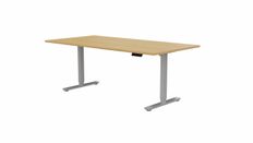 Table de réunion assis/debout AXEL - réglage électrique - L200 x P100 cm - plateau imitation chêne clair - pieds gris