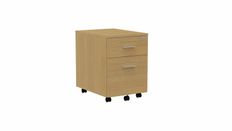 Caisson mobile MÉLINA - 2 tiroirs - L42 x P55,5 x H58,7 cm - imitation chêne clair - poignées grises