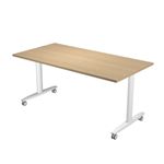 Table de réunion TAXI - Mobile et pliable - L160 x P80 x H73,7 cm - plateau chêne